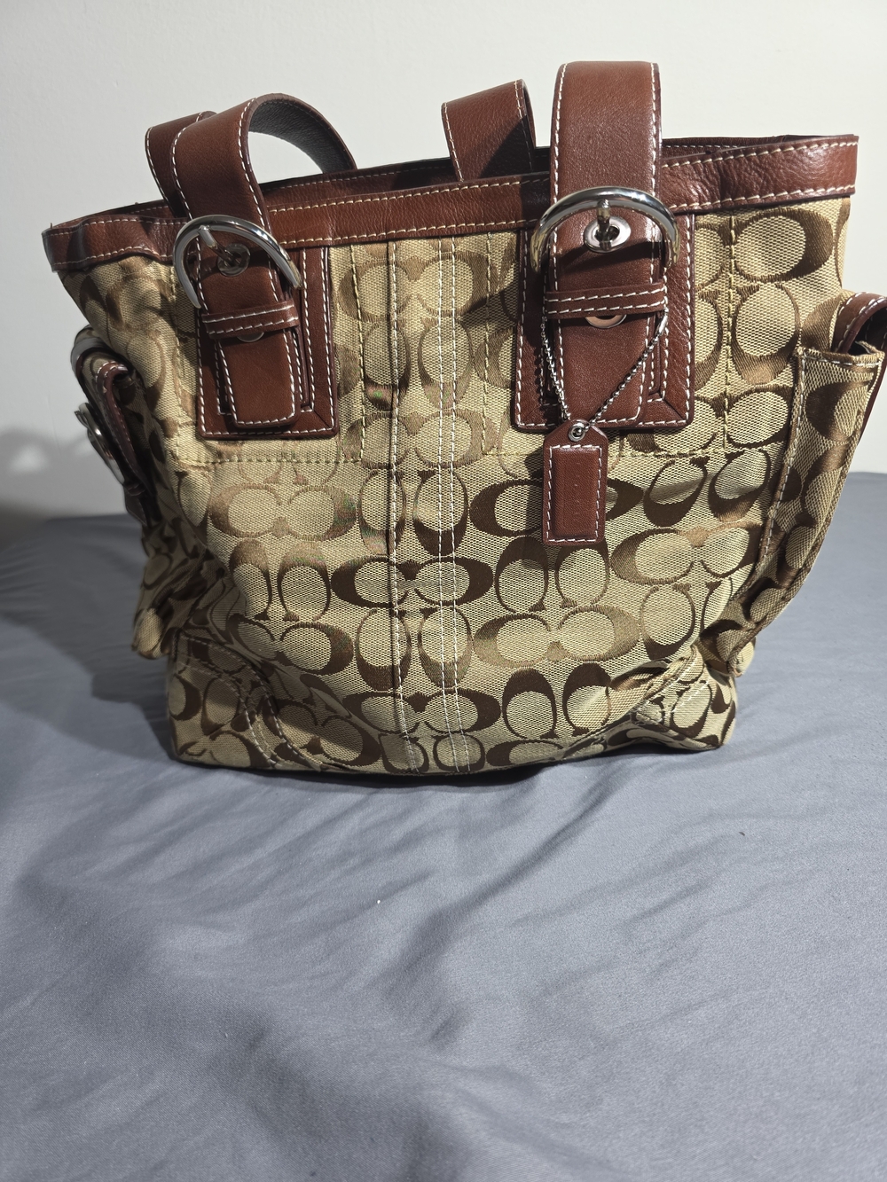 Y2K Coach Brown Signature Canvas Tote H05M 10078